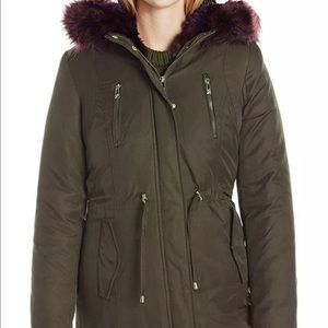 Betsey Johnson Cotton Parka Olive/Navy Size Small
